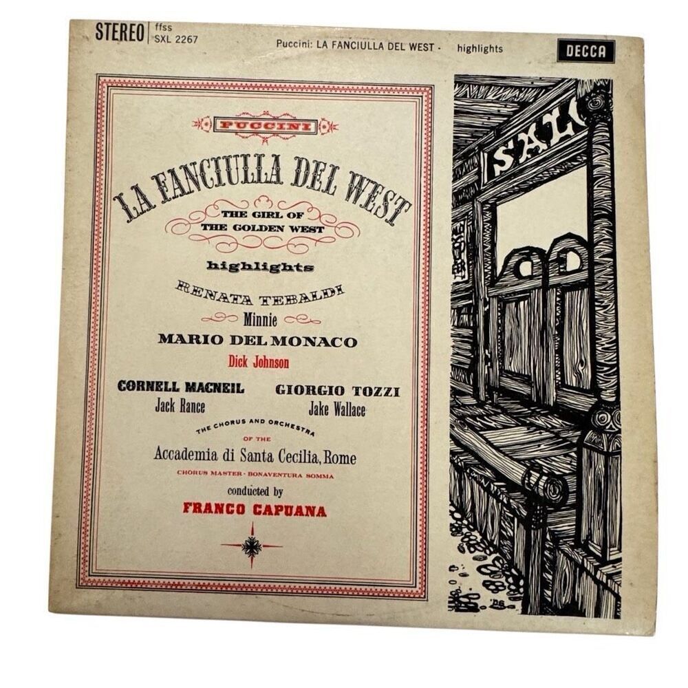 Puccini La Fanciulla Del West Tebaldi Del Monaco Decca WBG LP Vinyl SXL 2267 ED1
